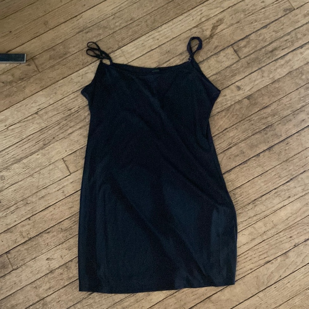 Black dress with spaghetti straps